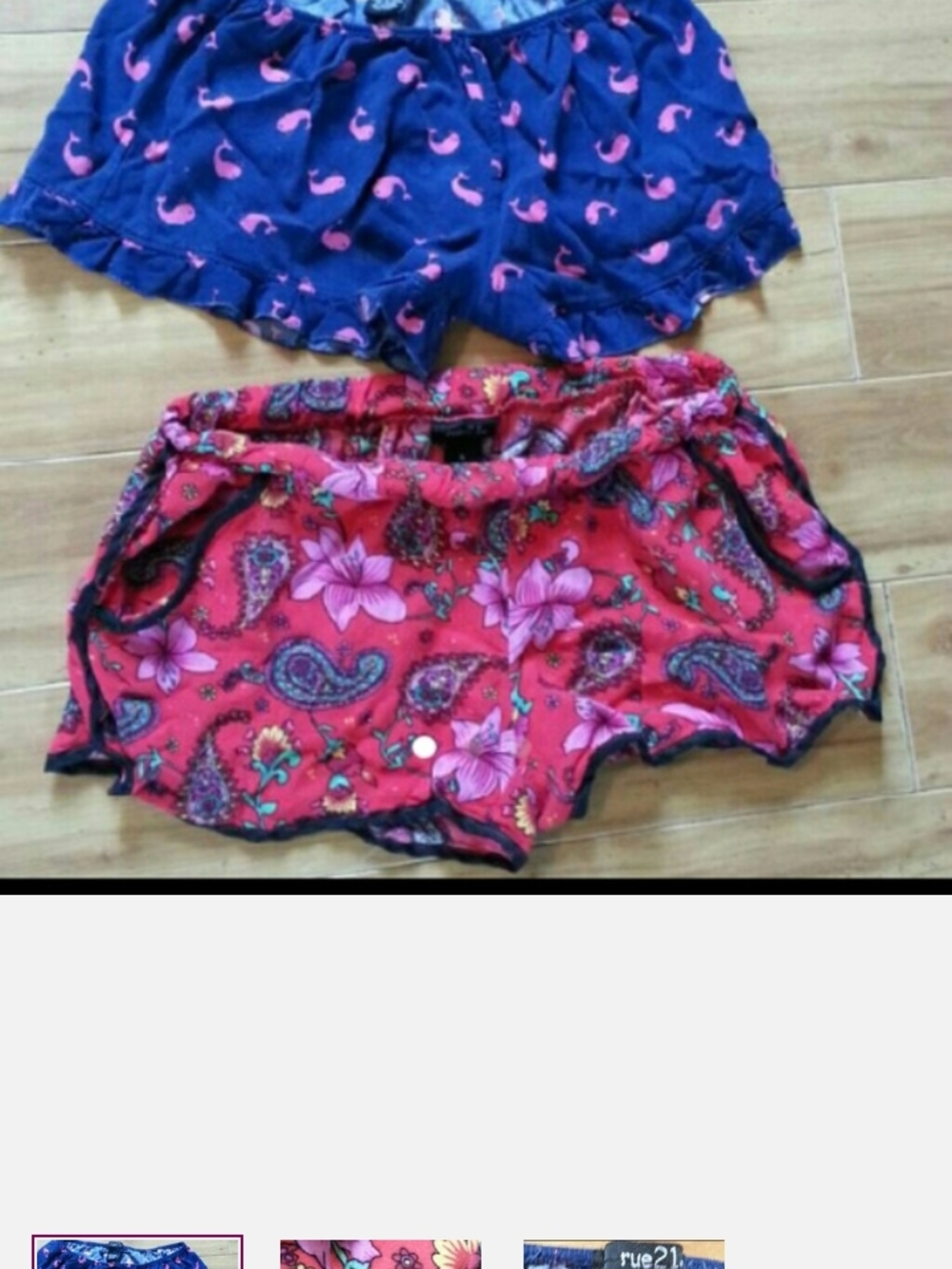 Rue21 Women's Two-Pack Lounge Shorts - Navy with Pink Whales & Coral Floral